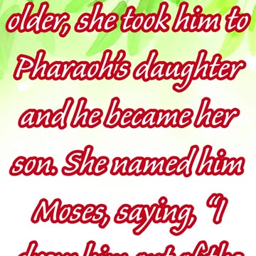 "Moses: Drawn from the Water" Exodus 2:10#shorts #yoytubeshorts #jesus #ytshorts #yt #youtube