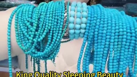 250123-5 King Quality Sleeping Beauty natural sterling treatment turquoise round bead string DIY