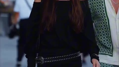 Beautiful girl walk show public