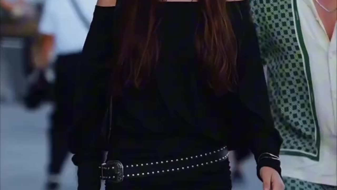 Beautiful girl walk show public