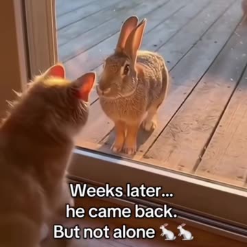 Kitten Made Friends With The Bunny.
