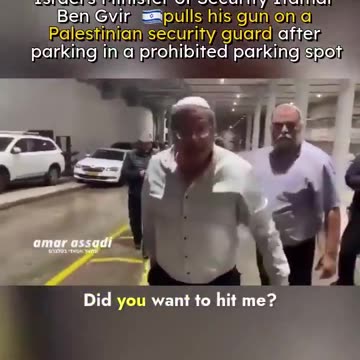 Israel's Minister of Security "Itamar Ben-Gvir" pulls his gun out on a Palestinian security guard over a parking spot…