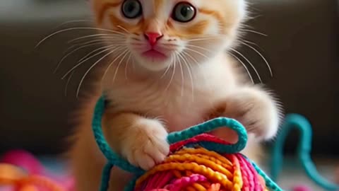 😻 Tiny Kitten Playing 🧶 | Cute & Adorable Kitten Fun | Cat Video