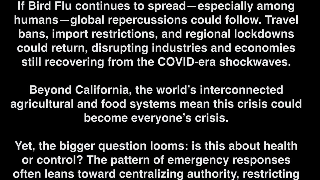 California declares state of emergency. Bird Flu Crisis: