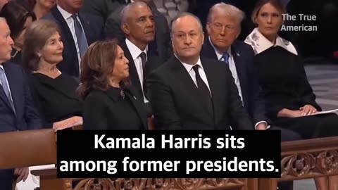 Why is Kamala Harris sitting among the presidents?