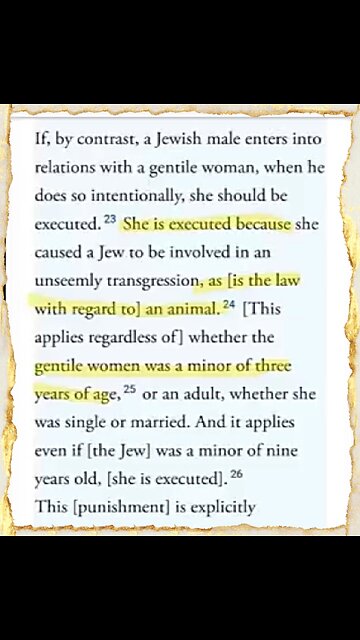 THE TORAH SAYS IF A JEW HAS SEX WITH A CHILD, THE CHILD SHOULD BE EXECUTED IF SHE'S NOT JEWISH ☠️