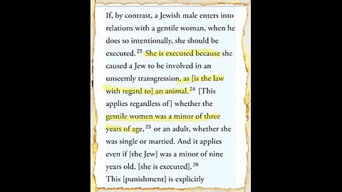 THE TORAH SAYS IF A JEW HAS SEX WITH A CHILD, THE CHILD SHOULD BE EXECUTED IF SHE'S NOT JEWISH ☠️