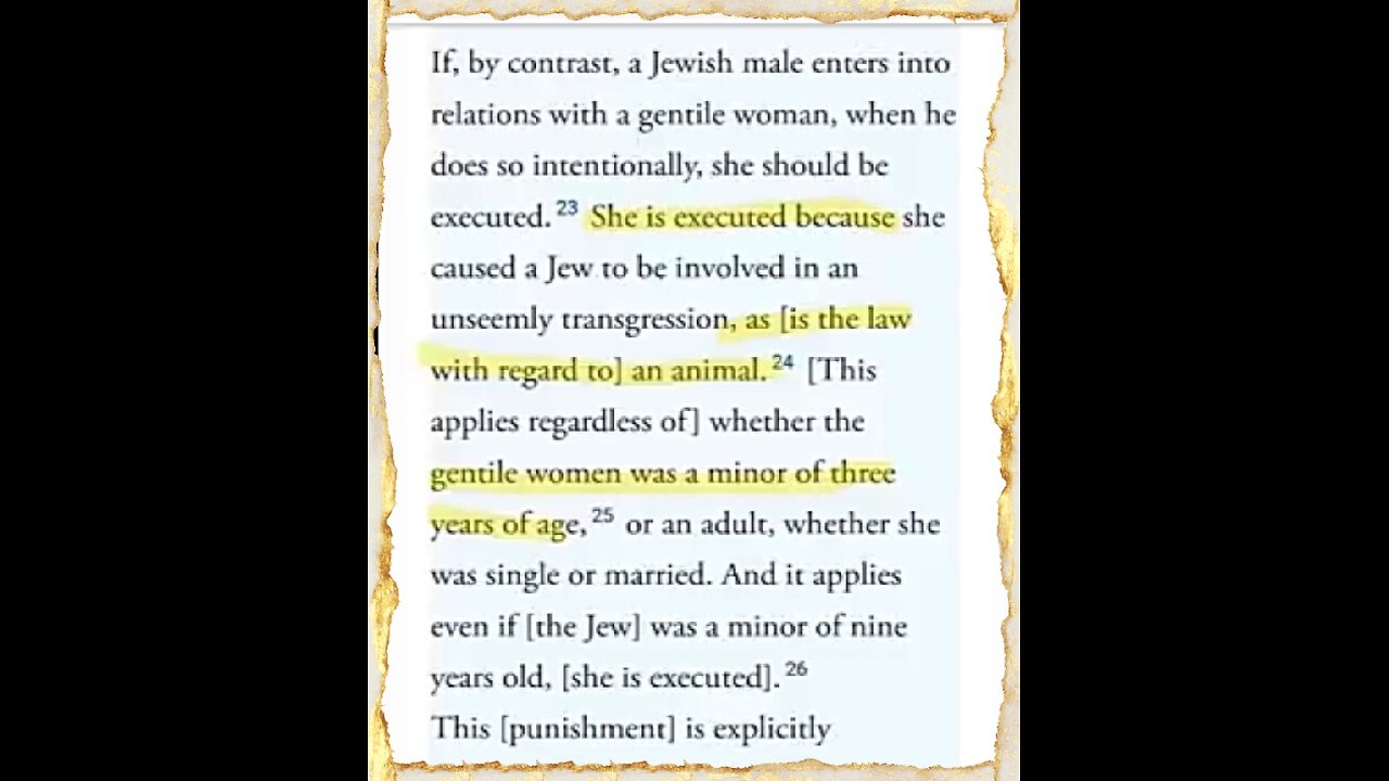 THE TORAH SAYS IF A JEW HAS SEX WITH A CHILD, THE CHILD SHOULD BE EXECUTED IF SHE'S NOT JEWISH ☠️