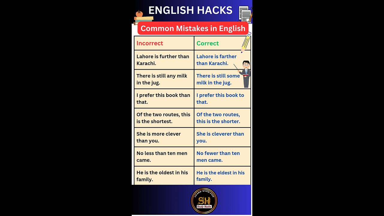 These common mistakes in English grammar you avoid 04 #studyhacks123 #english #grammar #shorts