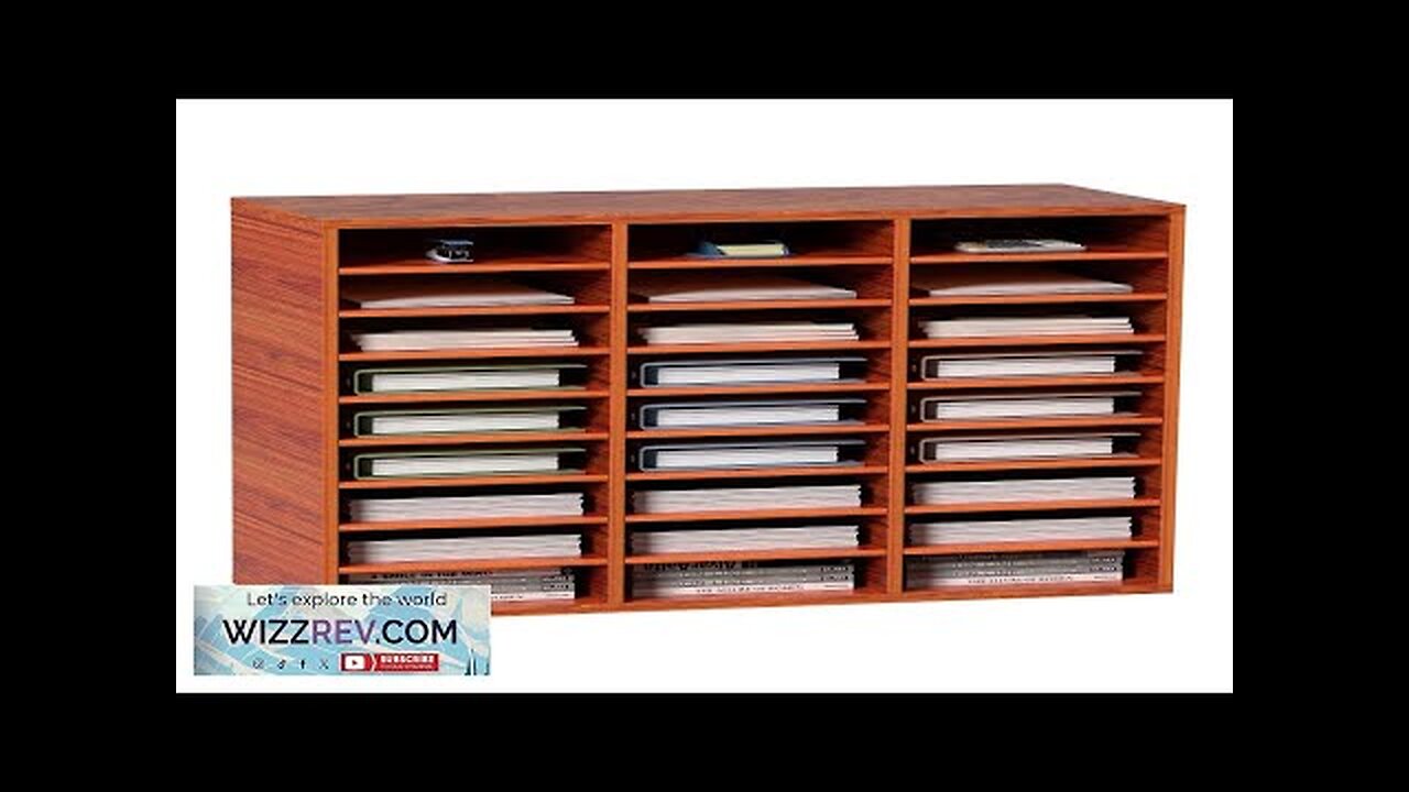 Wood Literature Organizer File Sorter Paper Storage Holder 27 Slots Brown Review