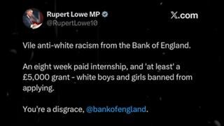 Bank of England won't employ white people