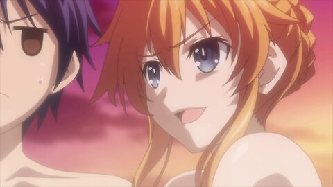 Date A Live II - Kaguya and Yuzuru in the hot springs with Shido