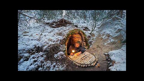 Building a Warm & Cozy Secret Cave for Winter Survival