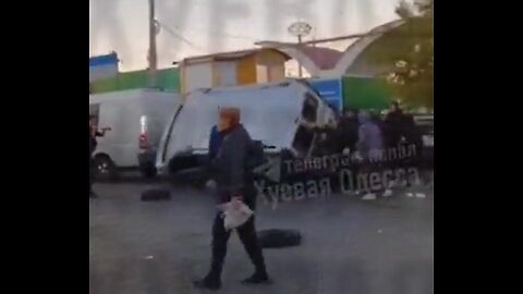 Ukrainians in Odessa chased away military recruiters and flipped their minivan