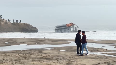 Santa Cruz Wharf Collapse Floats Bathroom To River Mouth