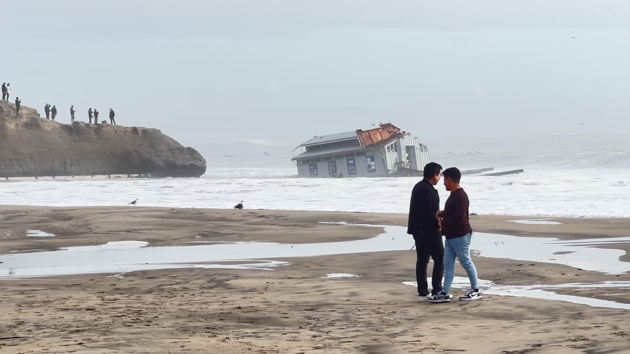 Santa Cruz Wharf Collapse Floats Bathroom To River Mouth