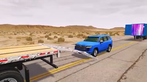 Flatbed Truck Mcqueen _ Transportation with Truck - Pothole vs Car _438 - BeamNG.Drive
