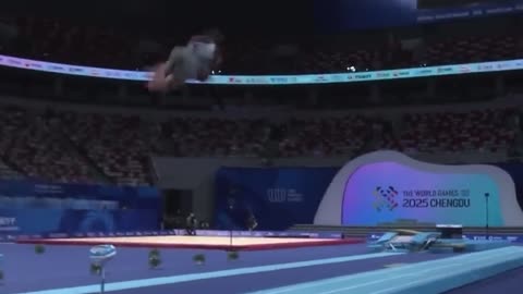 Azerbaijan gymnast performs a WORLDS FIRST on Men's Tumbling | The World Games 2025
