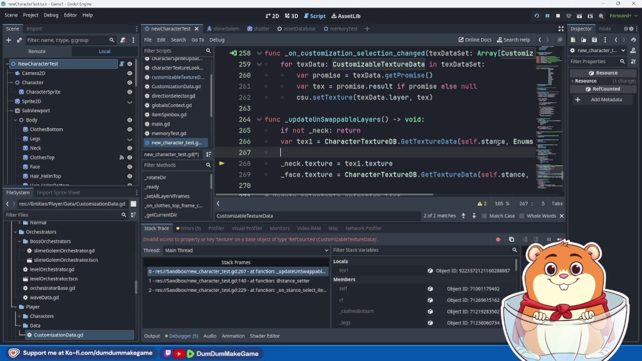 Dev Stream: Render Fixes for Shoulders/Clothes & Customization Selection Data Structures!