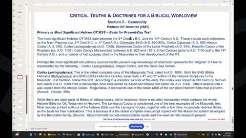 Critical Truths & Doctrines for a Biblical Worldview