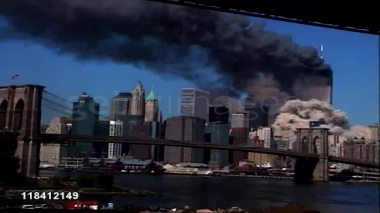 911 South Tower Demolition And Dust Dispersion From Across The Brooklyn Bridge