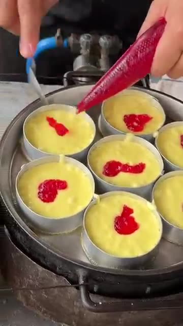 Street Food Dessert You Must Try! Golden Egg Cake Making Process