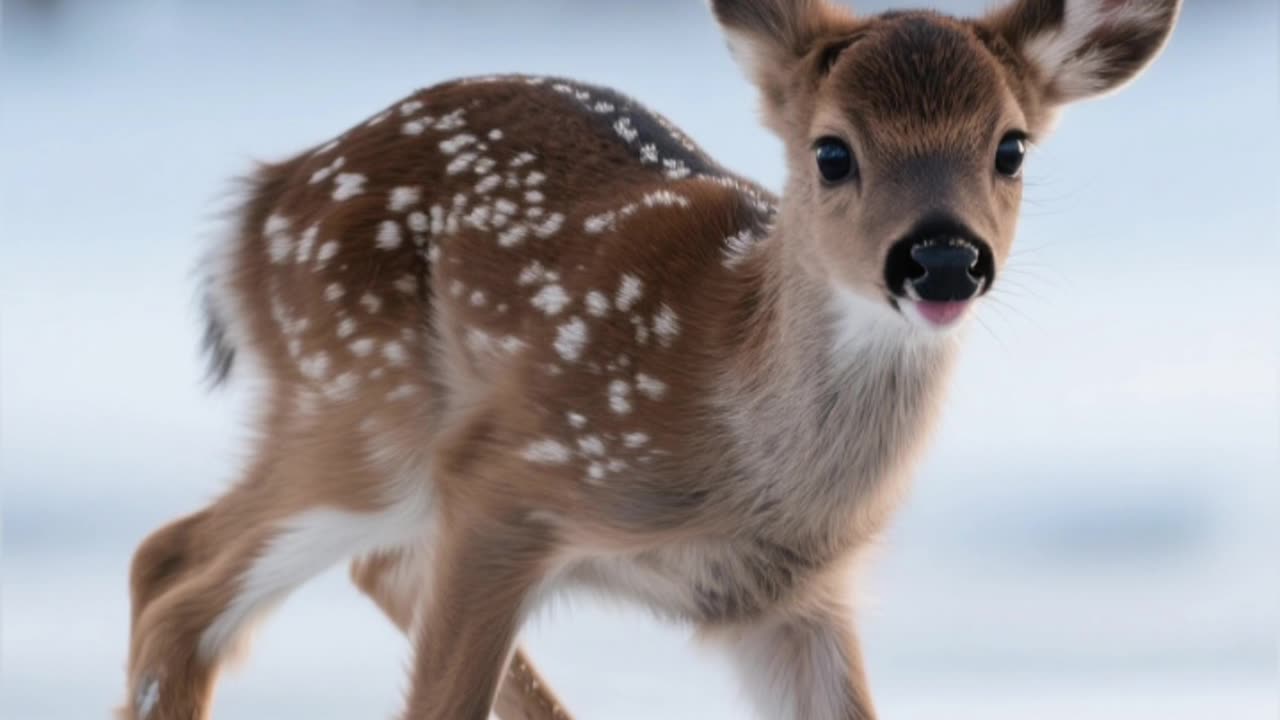 Fawn gets stuck on the ice