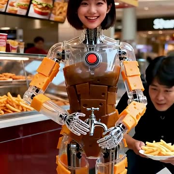 Melted Cheddar Cheese Sauce Dispenser Robot, in Service #futuristic #robot #technology #humanoid #AI