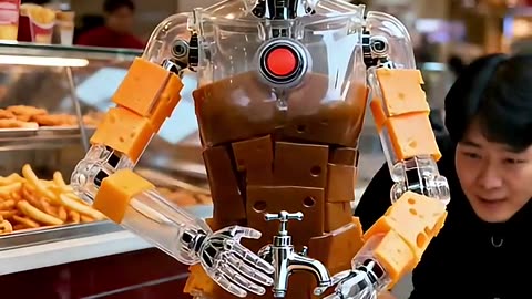 Melted Cheddar Cheese Sauce Dispenser Robot, in Service #futuristic #robot #technology #humanoid #AI