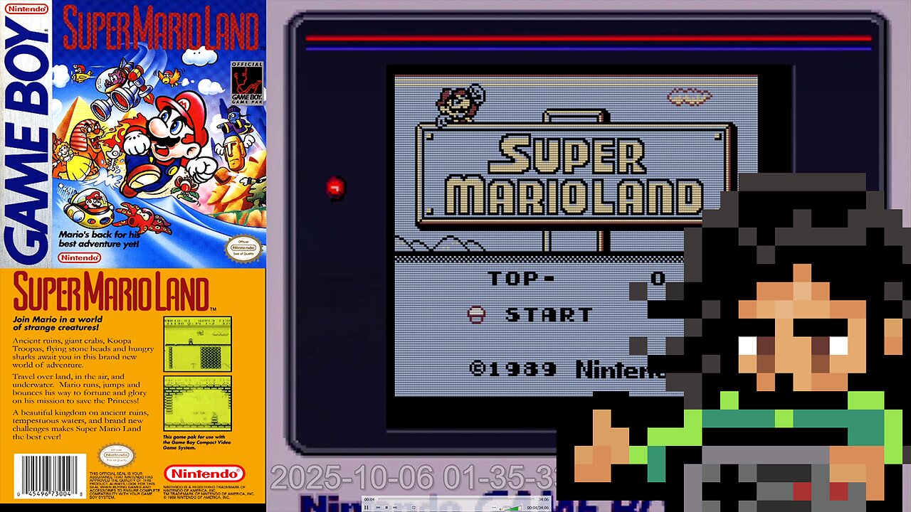 Super Mario Land (1989) Gameboy Playthrough.
