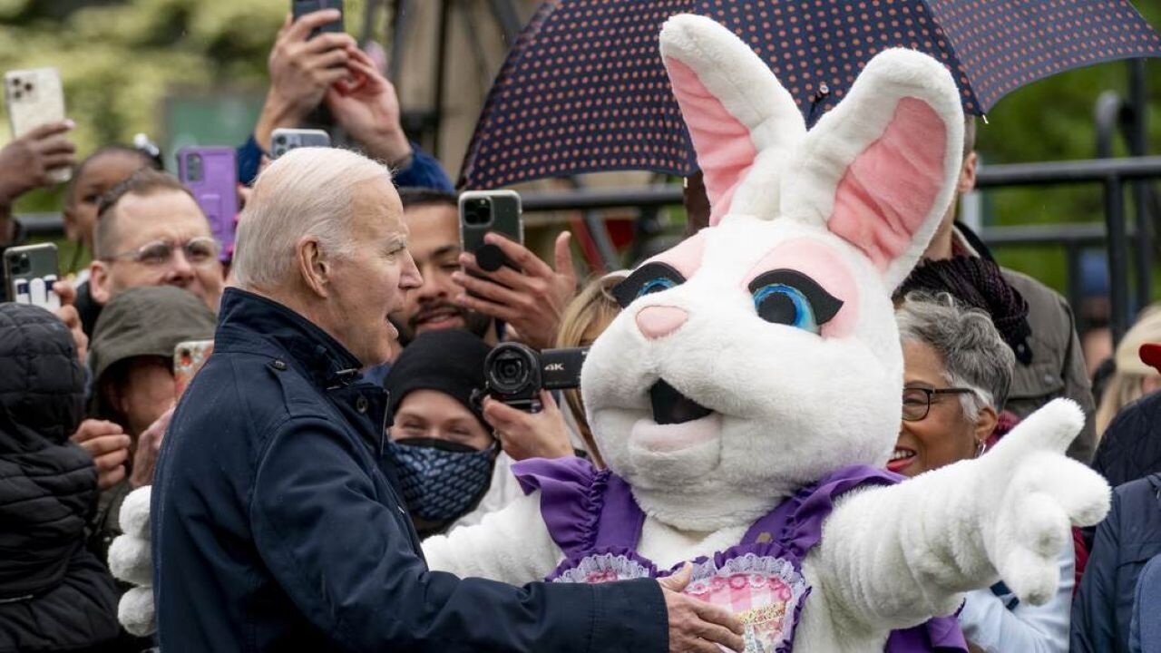 Bunny Mask SLIPS As Harpy Who Dressed Up To Babysit Joe Biden On Easter Snarks On Trumps Age