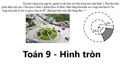 Toán 9: Hình tròn: Tại một vòng xoay ngã tư, người ta cần làm các bồn trồng hoa như hình 1. Em hãy