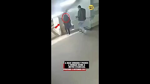 Horrifying moment as man shoves woman down metro stairs in the UK. #crime #truecrimeuk #japd