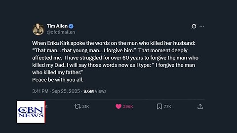 CBN News Tim Allen Forgives Father’s Killer After Erika Kirk’s Speech