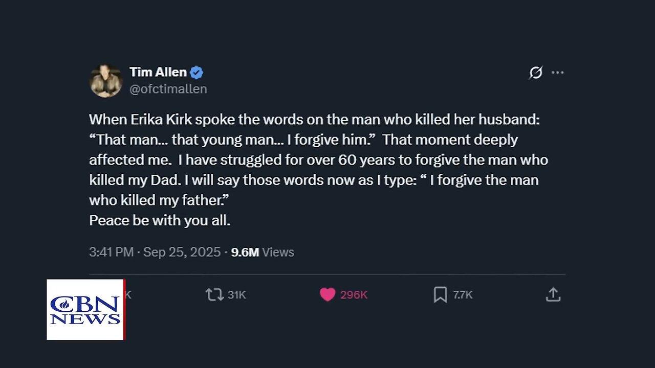 CBN News Tim Allen Forgives Father’s Killer After Erika Kirk’s Speech