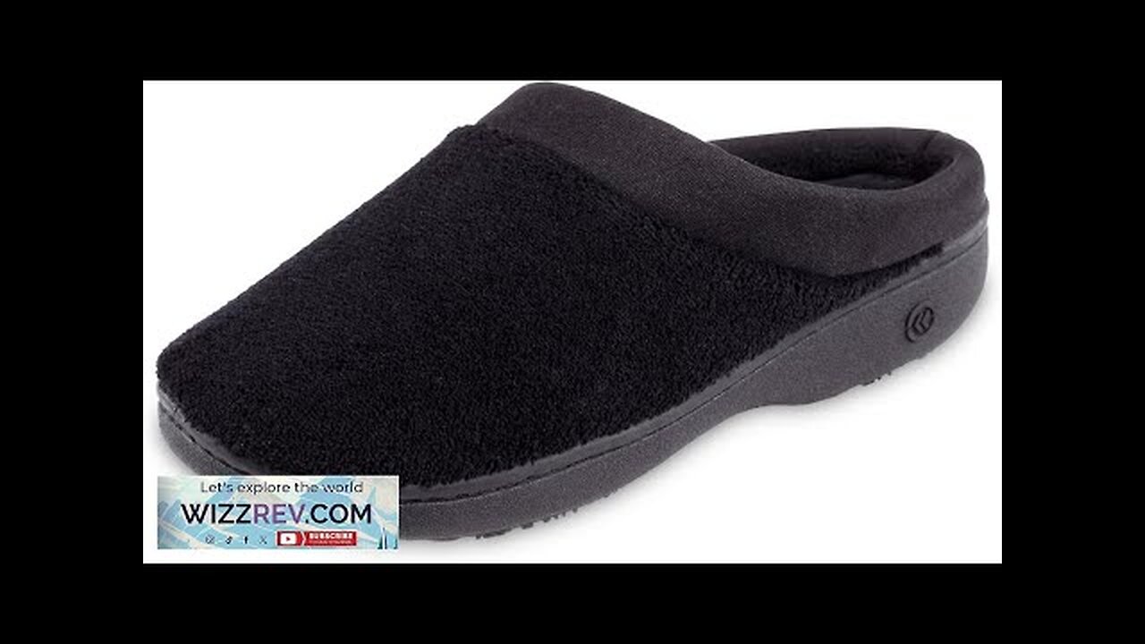 isotoner Women's Terry and Satin Slip on Cushioned Slipper with Memory Foam Review