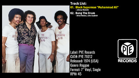 Johnny Wakelin & The Kinshasa Band – Black Superman "Muhammad Ali" Full Record 1974 CAT.# PYE 71012