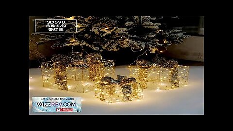 3pcs/set Christmas Decoration Gift Box With Lights Christmas Tree Ornament Luminous Iron Review