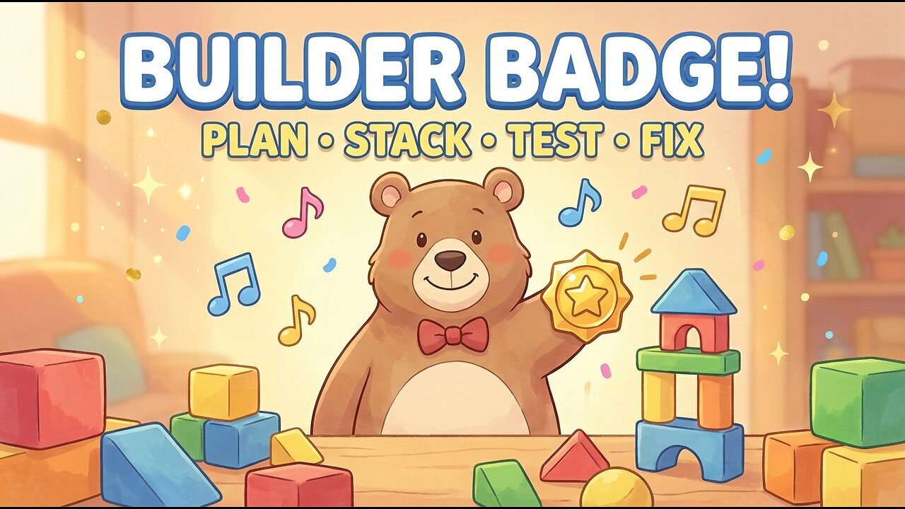 Bearington’s Builder Badge 🏗️ | PLAN STACK TEST FIX | Kids Song (PopSoar)