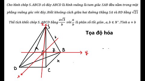 Cho hình chóp S.ABCD có đáy ABCD là hình vuông là tam giác SAB đều nằm trong mặt