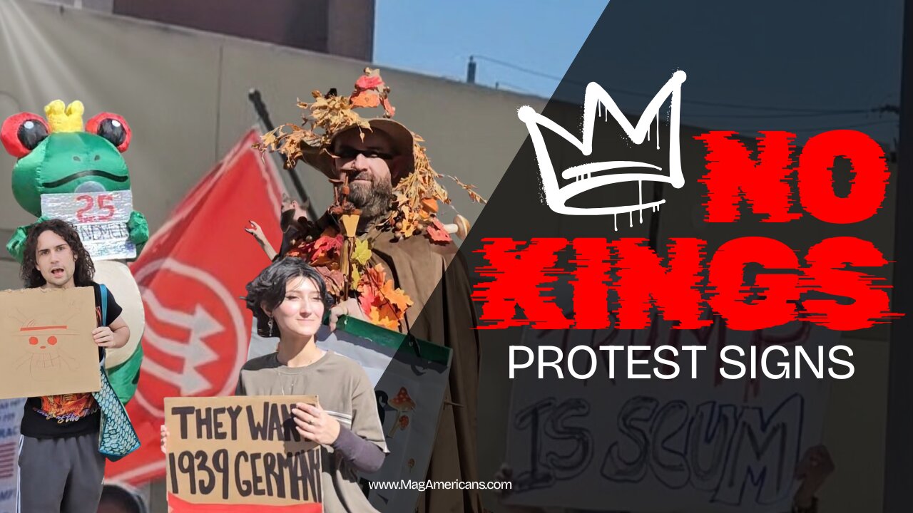 Signs at a No Kings Protest