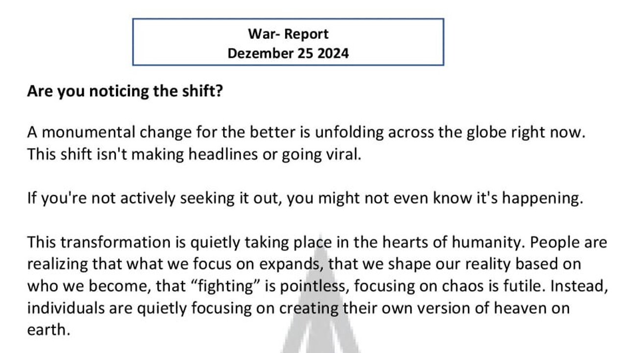 WAR REPORT - DEZEMBER 25 2024 - ARE YOU NOTICING THE SHIFT?