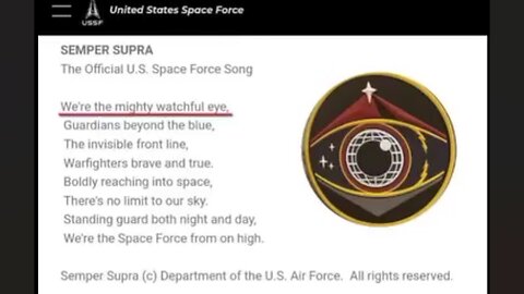 FIRST LINE OF THE SPACE FORCE CHANT IS " WE'RE THE MIGHTY WATCHFUL EYE"