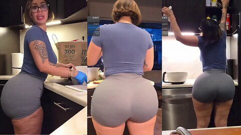 Blahgigi Best Beauty Booty Curvy Busty HUGE BIG ROUND JIGGLY COZY Routine in Kitchen Revealed