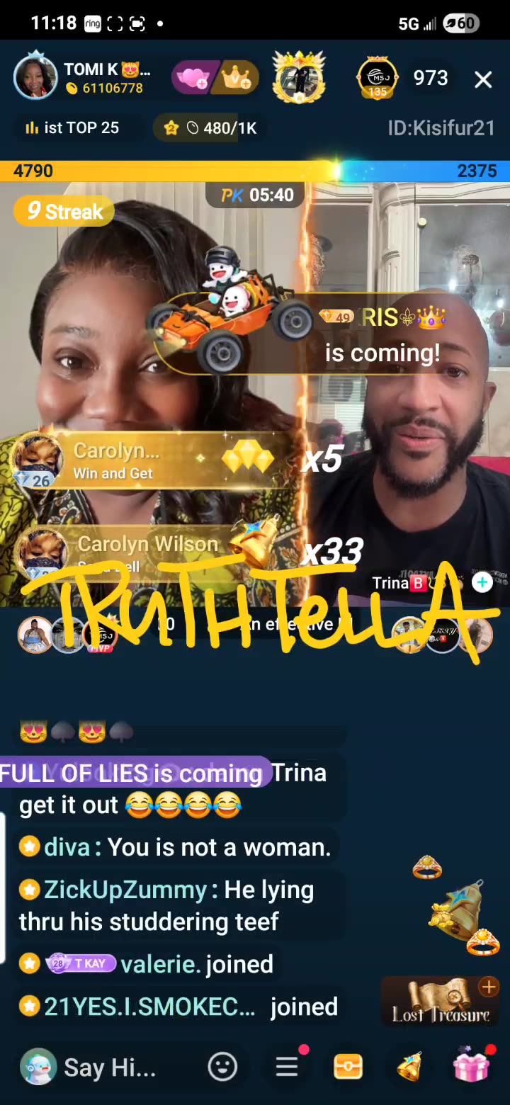 QUEEN TOMIKAY LINES TRINA B TO SEE WHAT HE HAS TO SAY FOR HIMSELF PT. 1