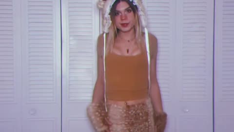 Blonde american tgirl in home