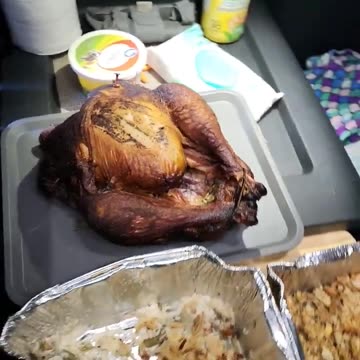 HERES OUR TURKEY DAY DINNER IN THE TRUCK
