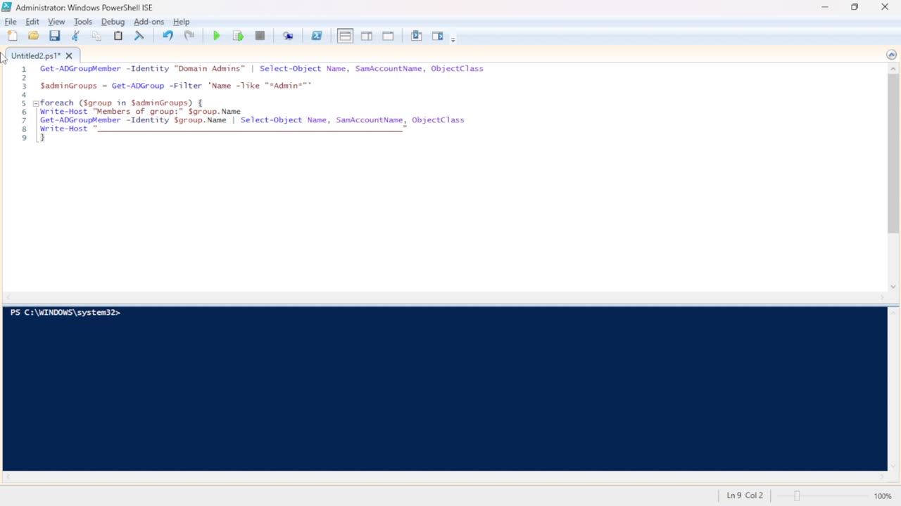 Retrieve Active Directory Admin Group Members Using PowerShell