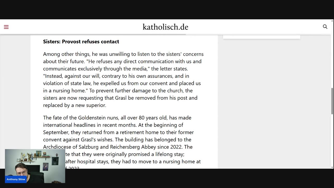 Elderly Nuns Ordered TO SHUT IT As They Fight To Keep Their Home