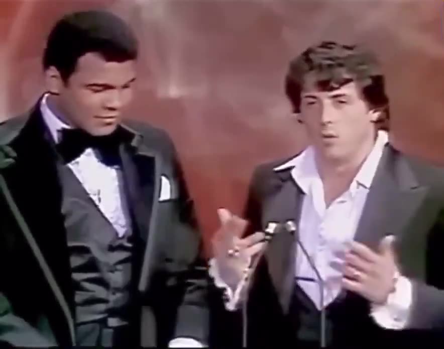 At the 1977 Academy Awards, Muhammad Ali faced Sylvester Stallone live.
